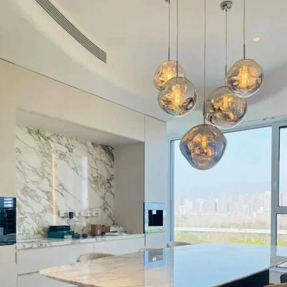 Modern Rock Glass Special Shape Pendant Lighting - D7.87''GoldWarm Lighteverlamps