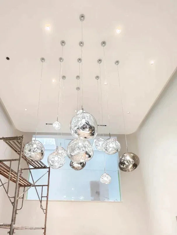 Modern Rock Glass Special Shape Pendant Lighting - D7.87''GoldWarm Lighteverlamps