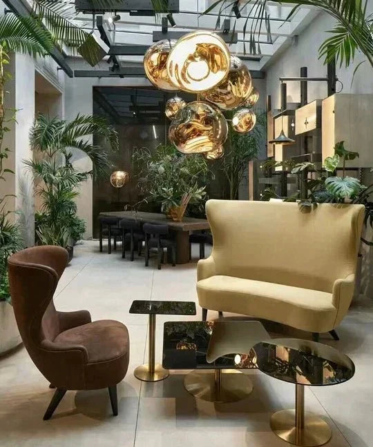 Modern Rock Glass Special Shape Pendant Lighting - D7.87''GoldWarm Lighteverlamps
