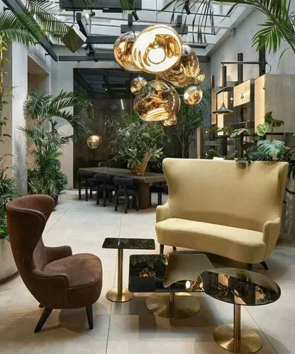 Modern Rock Glass Special Shape Pendant Lighting - D7.87''GoldWarm Lighteverlamps