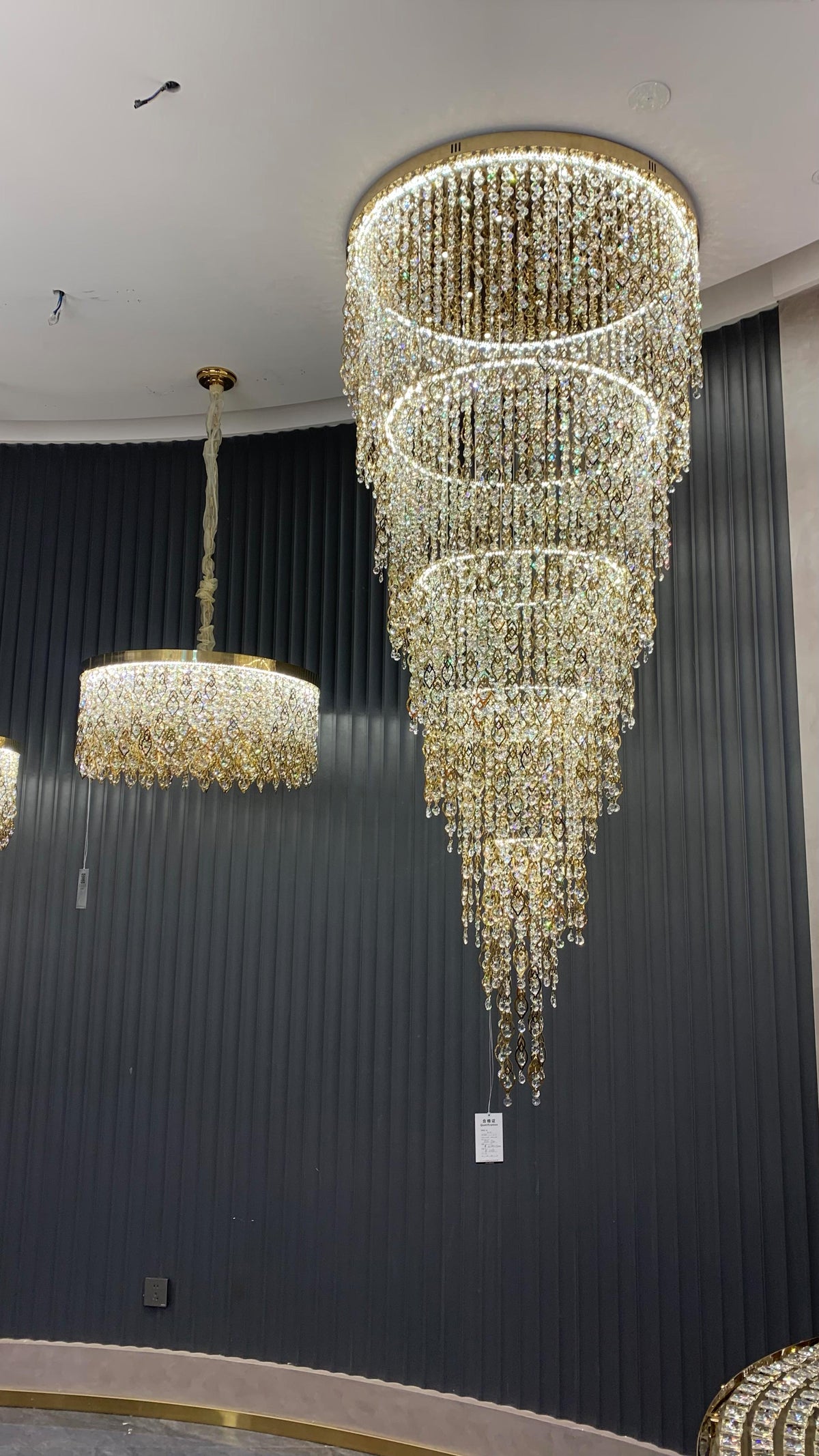 Modern Round 5 - Layer Crystal Tassel Chandelier for Villa/Staircase/Foyer/Living Room - D39.37''*H94.48''(D100cm*H240cm)/62.2kgWarm Lighteverlamps