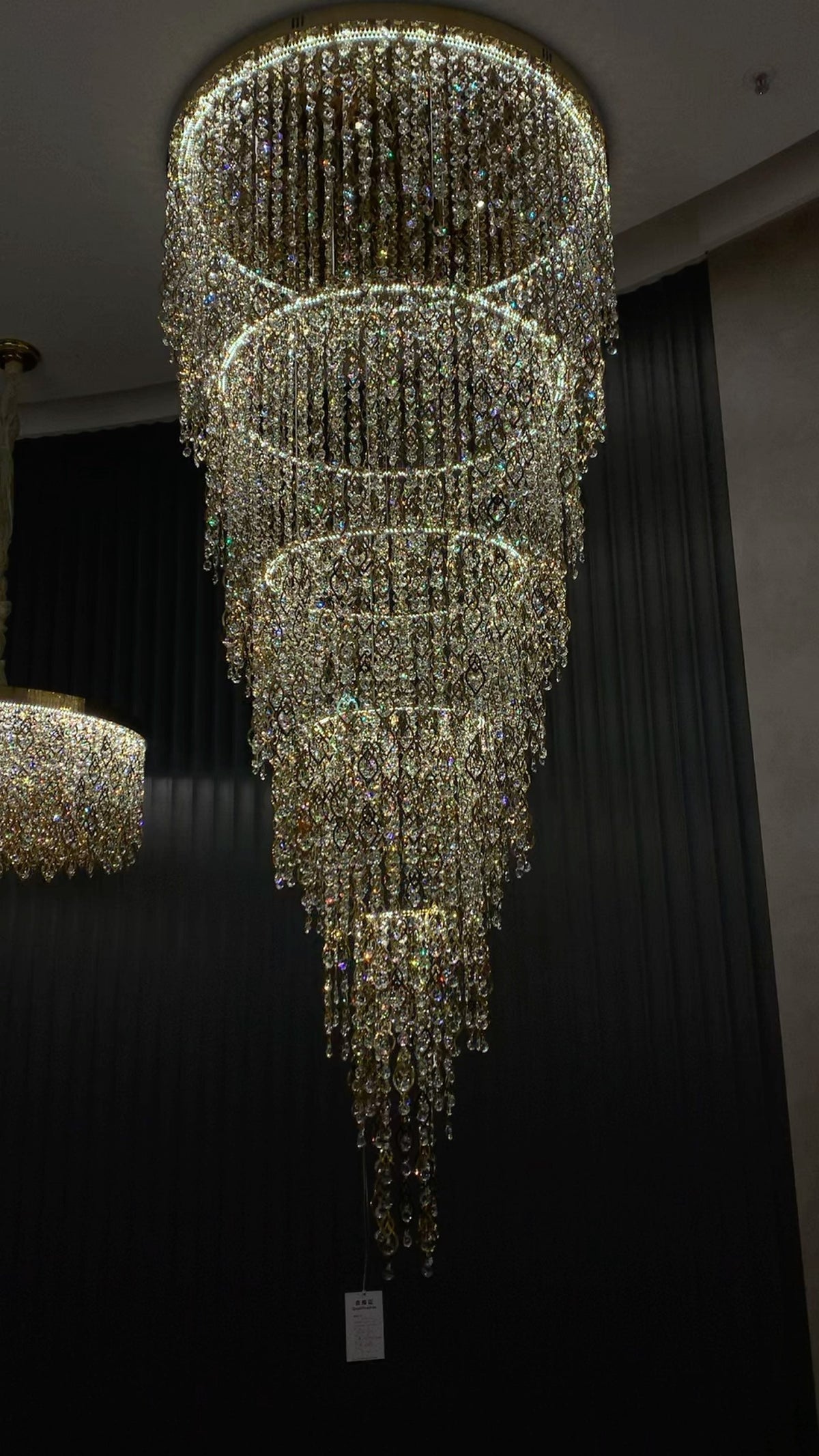 Modern Round 5 - Layer Crystal Tassel Chandelier for Villa/Staircase/Foyer/Living Room - D39.37''*H94.48''(D100cm*H240cm)/62.2kgWarm Lighteverlamps