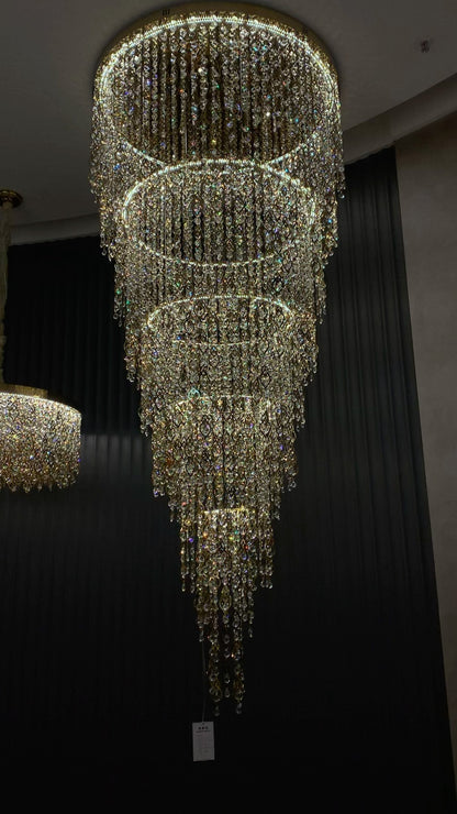 Modern Round 5 - Layer Crystal Tassel Chandelier for Villa/Staircase/Foyer/Living Room - D39.37''*H94.48''(D100cm*H240cm)/62.2kgWarm Lighteverlamps