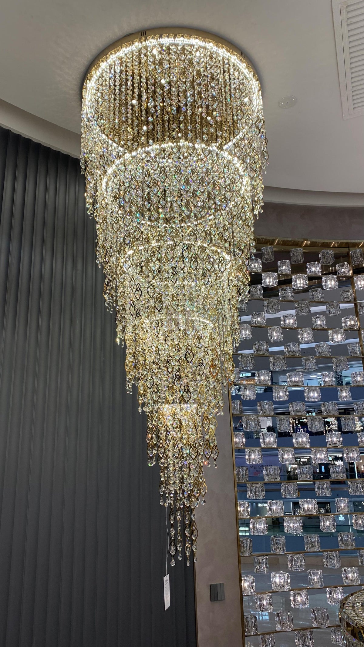 Modern Round 5 - Layer Crystal Tassel Chandelier for Villa/Staircase/Foyer/Living Room - D39.37''*H94.48''(D100cm*H240cm)/62.2kgWarm Lighteverlamps