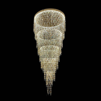 Modern Round 5 - Layer Crystal Tassel Chandelier for Villa/Staircase/Foyer/Living Room - D39.37''*H94.48''(D100cm*H240cm)/62.2kgWarm Lighteverlamps