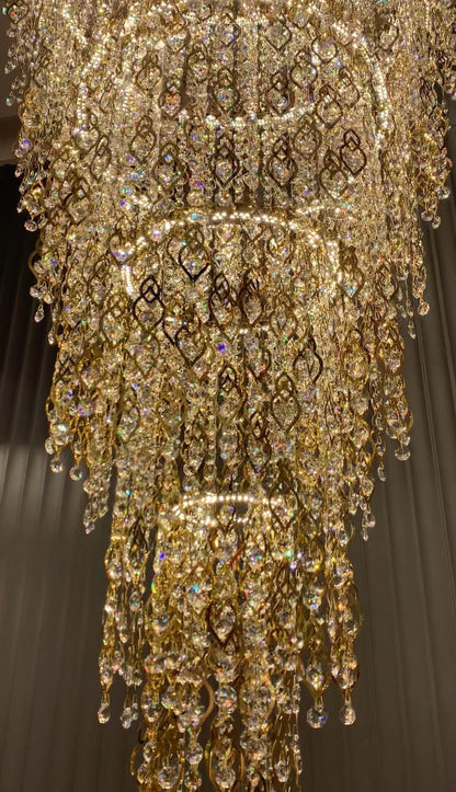 Modern Round 5 - Layer Crystal Tassel Chandelier for Villa/Staircase/Foyer/Living Room - D39.37''*H94.48''(D100cm*H240cm)/62.2kgWarm Lighteverlamps