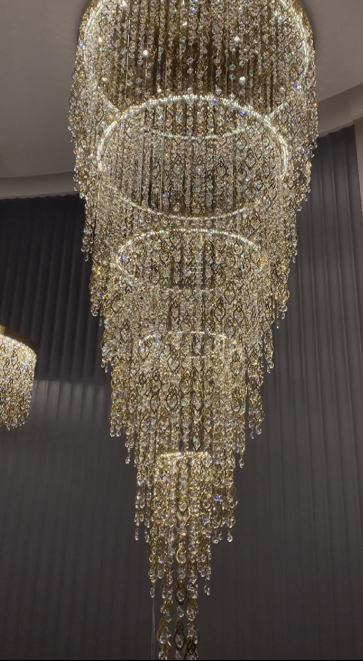 Modern Round 5 - Layer Crystal Tassel Chandelier for Villa/Staircase/Foyer/Living Room - D39.37''*H94.48''(D100cm*H240cm)/62.2kgWarm Lighteverlamps