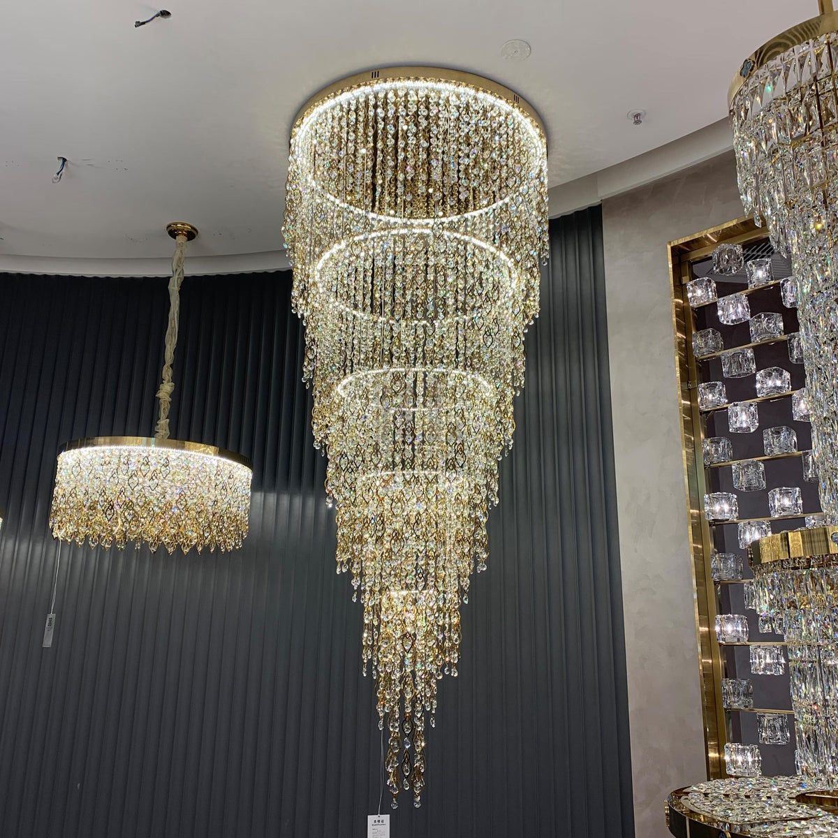 Modern Round 5 - Layer Crystal Tassel Chandelier for Villa/Staircase/Foyer/Living Room - D39.37''*H94.48''(D100cm*H240cm)/62.2kgWarm Lighteverlamps