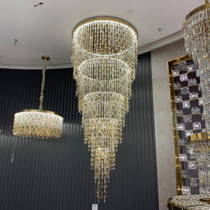 Modern Round 5 - Layer Crystal Tassel Chandelier for Villa/Staircase/Foyer/Living Room - D39.37''*H94.48''(D100cm*H240cm)/62.2kgWarm Lighteverlamps