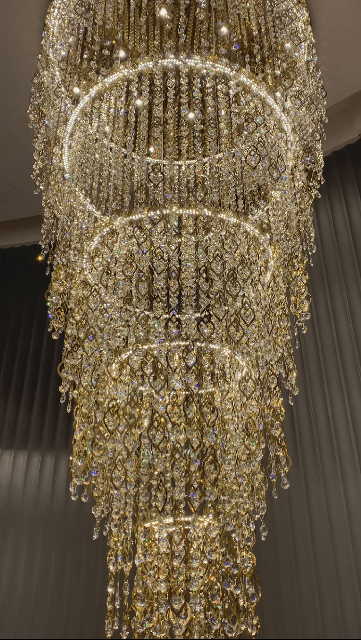Modern Round 5 - Layer Crystal Tassel Chandelier for Villa/Staircase/Foyer/Living Room - D39.37''*H94.48''(D100cm*H240cm)/62.2kgWarm Lighteverlamps