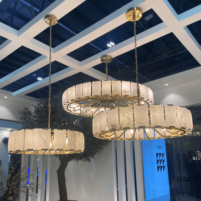 Modern Round Alabaster Chandelier for Living Room/Bedroom - D19.7"*H10.23"Warm Lighteverlamps