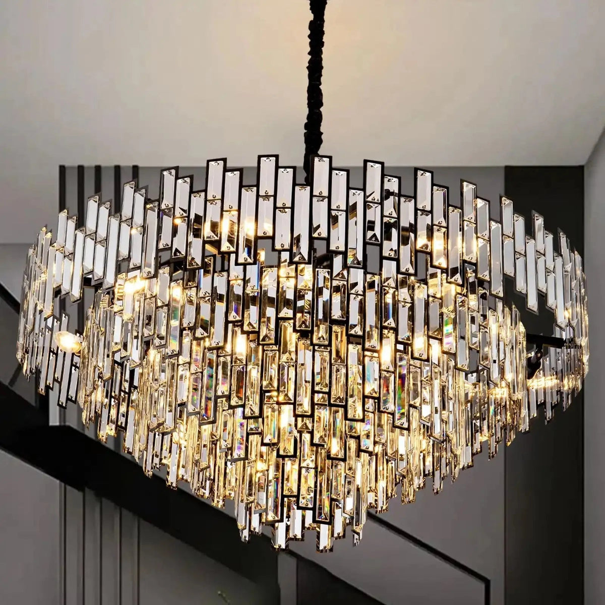 Modern Round Luxury K9 Crystal Chandelier for Dining Room Entryway Foyer