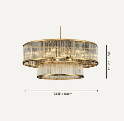 Modern Round/Rectangular Glass Rods Chandelier - Rectangular/L59.1"*H11.8"Warm Lighteverlamps