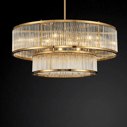 Modern Round/Rectangular Glass Rods Chandelier - Round/D31.5"*H11.8“Warm Lighteverlamps