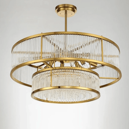 Modern Round/Rectangular Glass Rods Chandelier - Rectangular/L59.1"*H11.8"Warm Lighteverlamps
