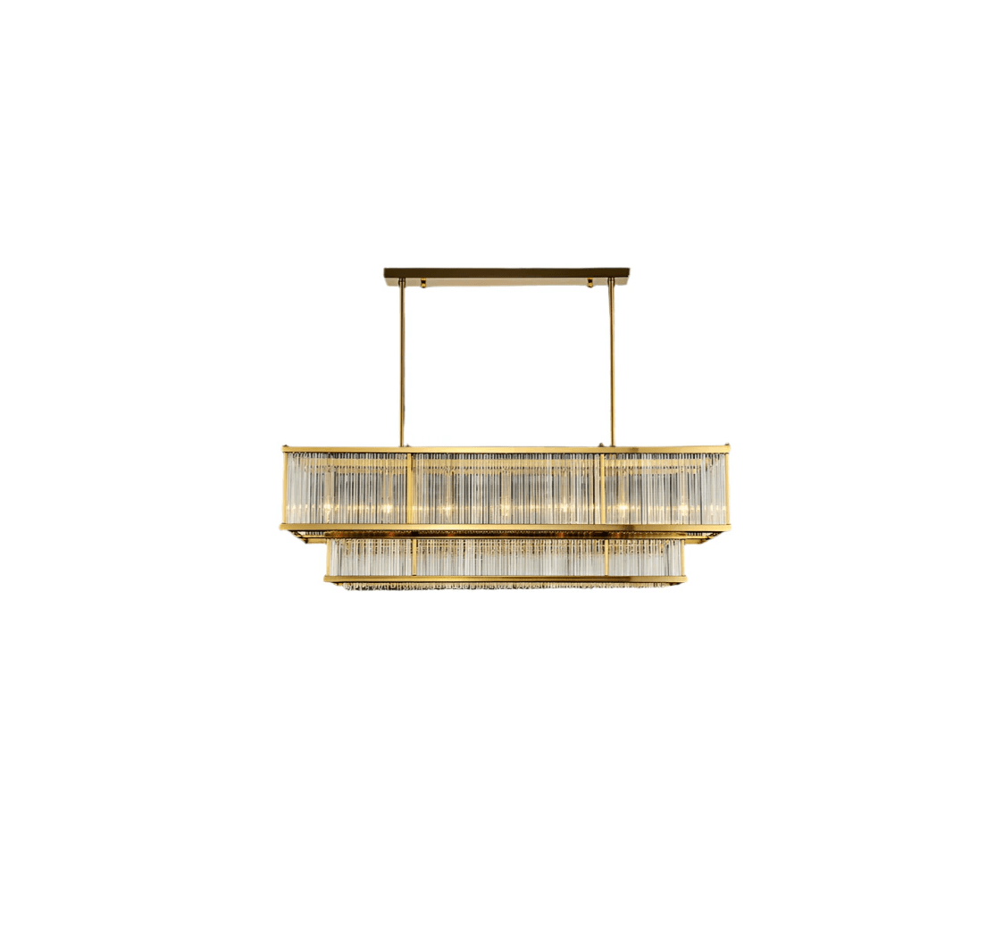 Modern Round/Rectangular Glass Rods Chandelier - Rectangular/L59.1"*H11.8"Warm Lighteverlamps