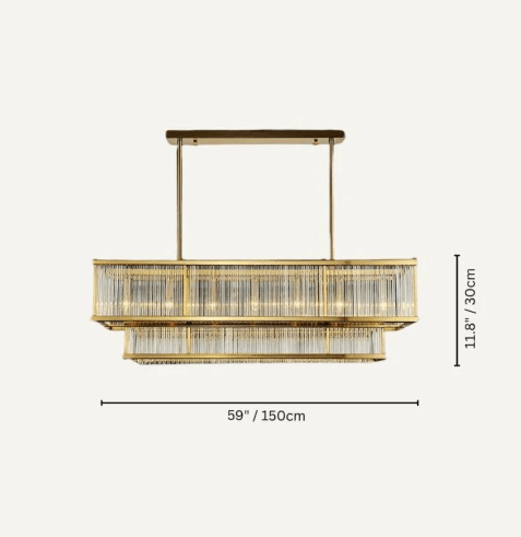 Modern Round/Rectangular Glass Rods Chandelier - Rectangular/L59.1"*H11.8"Warm Lighteverlamps