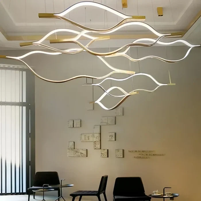 Modern Simple Brass Waving Chandelier