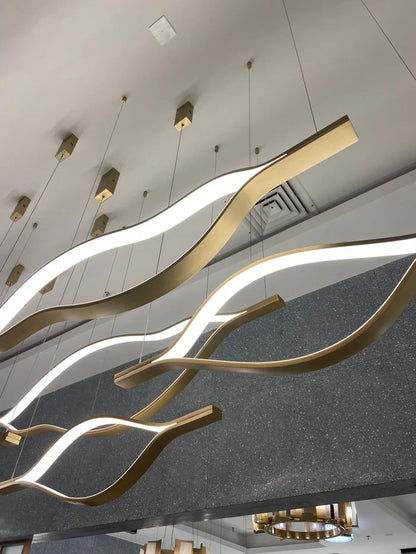 Modern Simple Brass Waving Chandelier