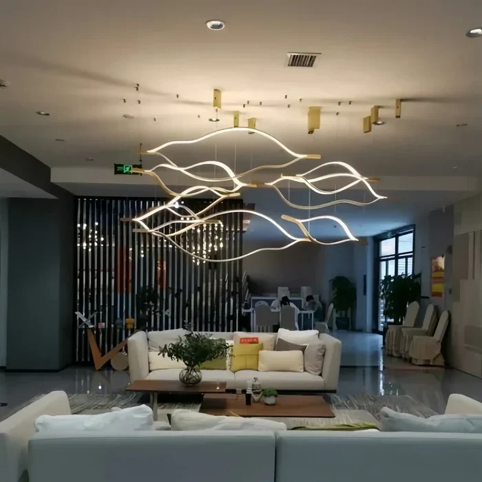 Modern Simple Brass Waving Chandelier