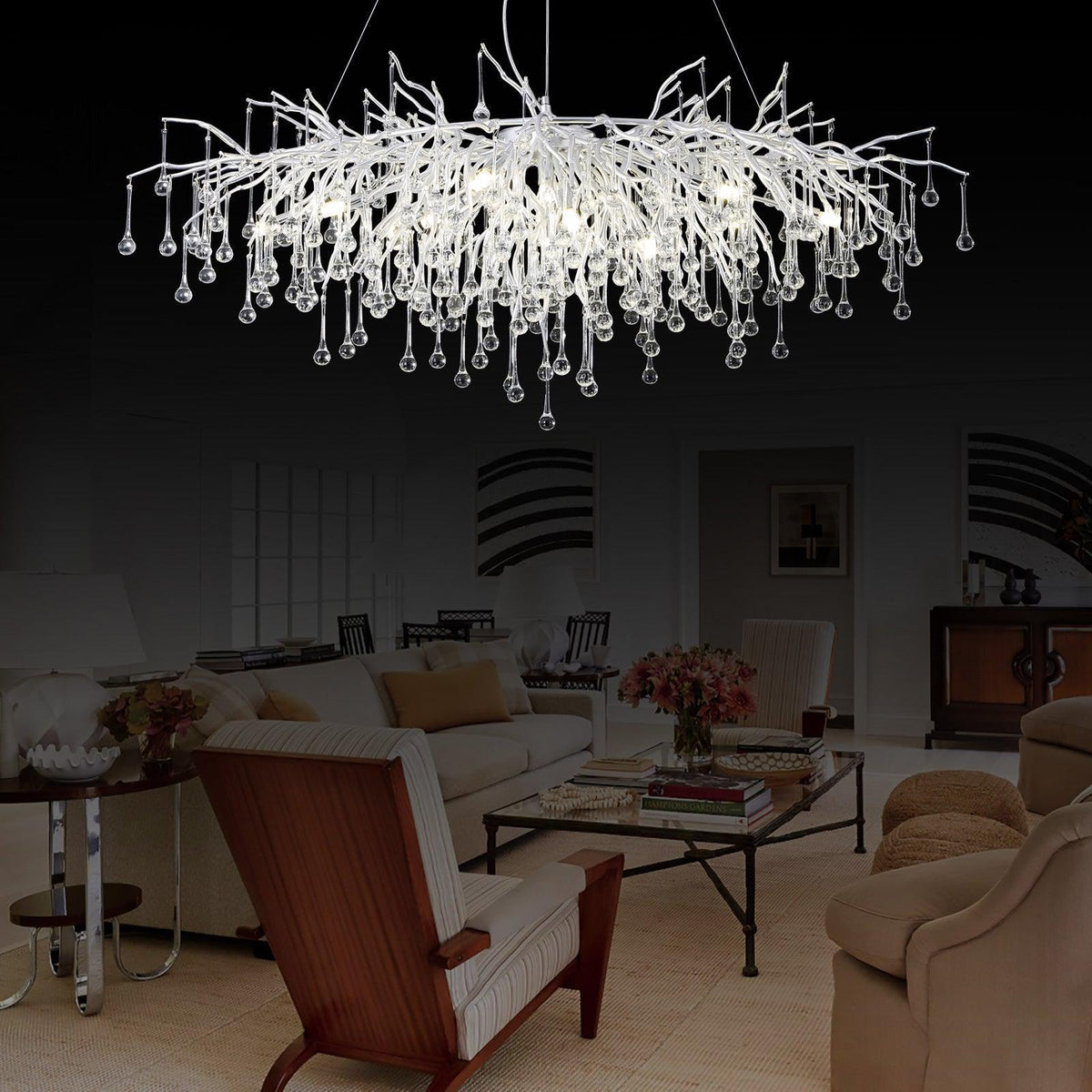 Doris Rectangle Branch Chandelier 45"L Silver