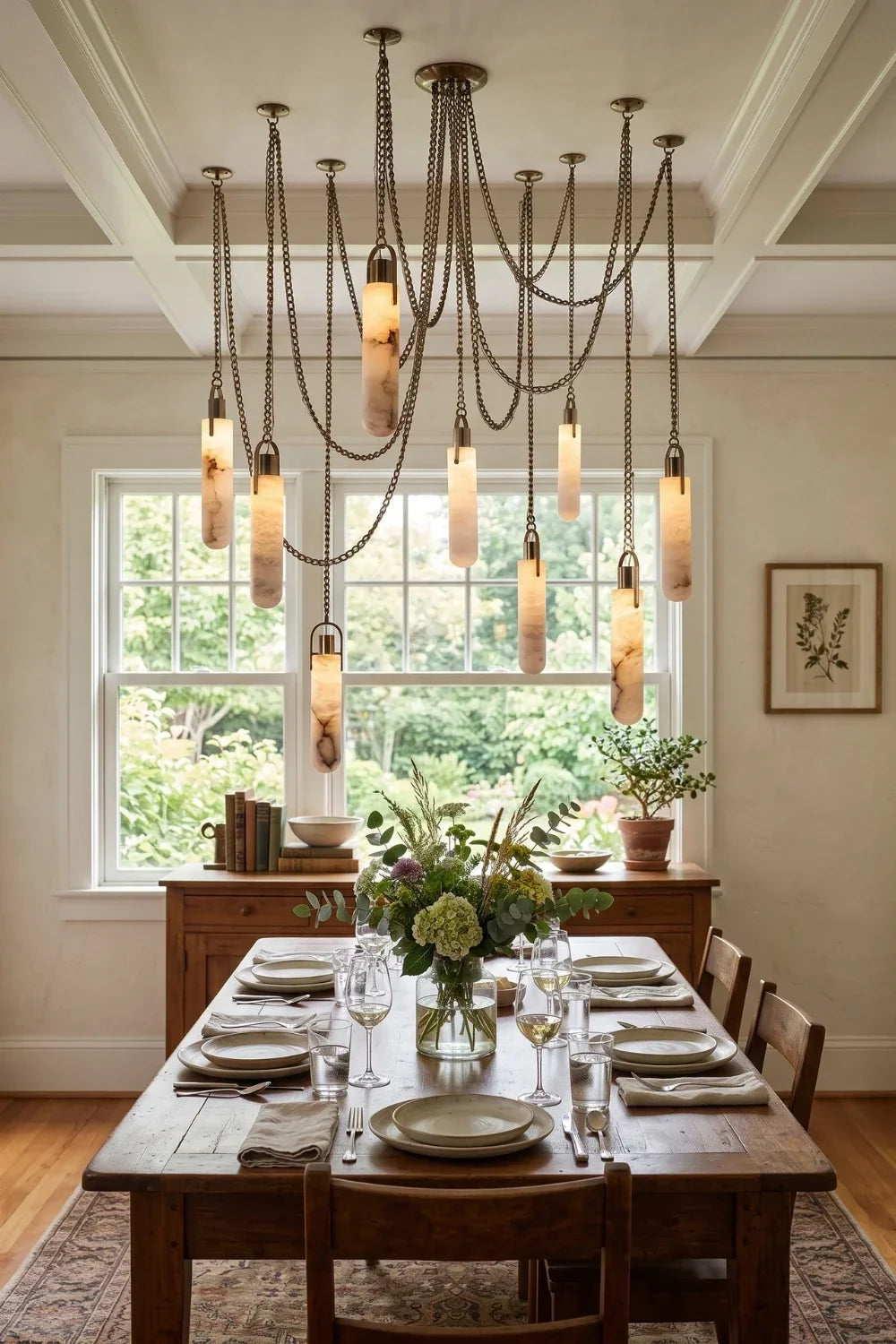 Multi-head Alabaster Cylindrical Chandelier - view 2 | everlamps