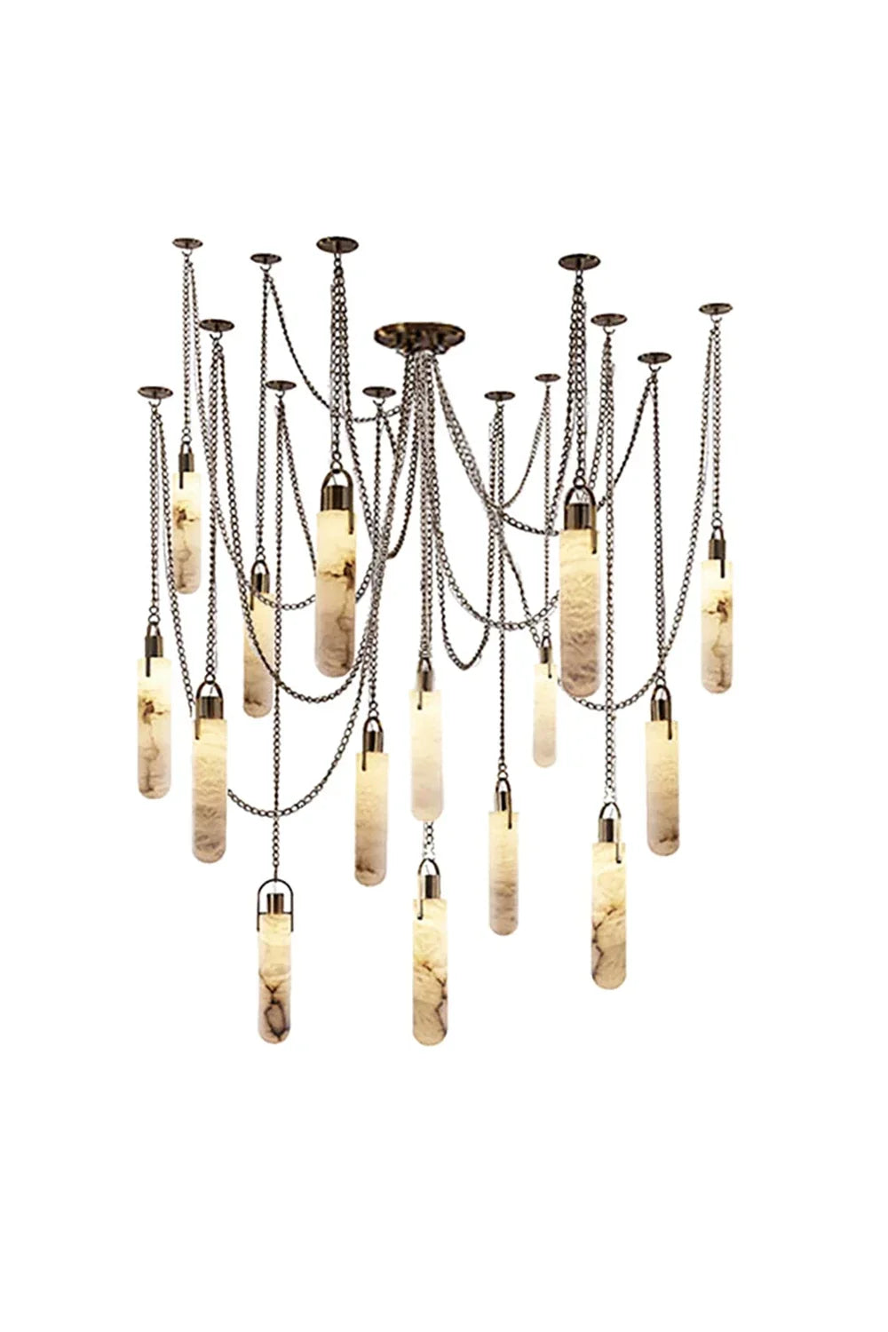 Multi-head Alabaster Cylindrical Chandelier - view 26 | everlamps