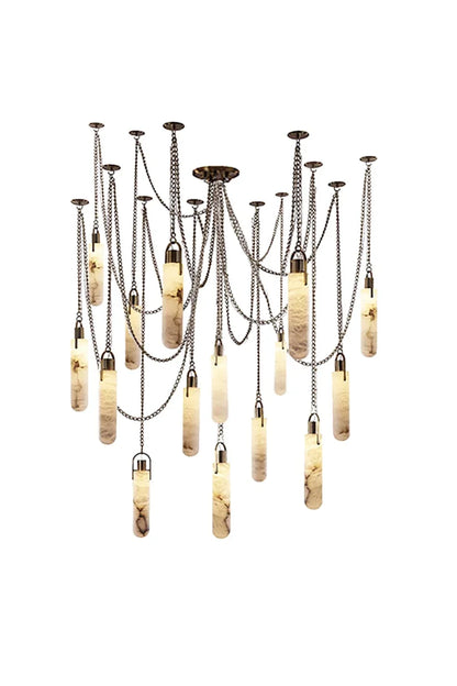 Multi-head Alabaster Cylindrical Chandelier - view 26 | everlamps