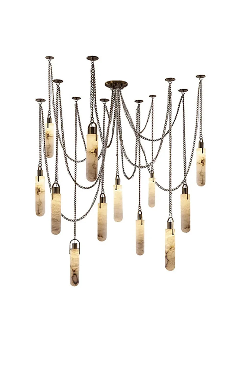 Multi-head Alabaster Cylindrical Chandelier - view 31 | everlamps