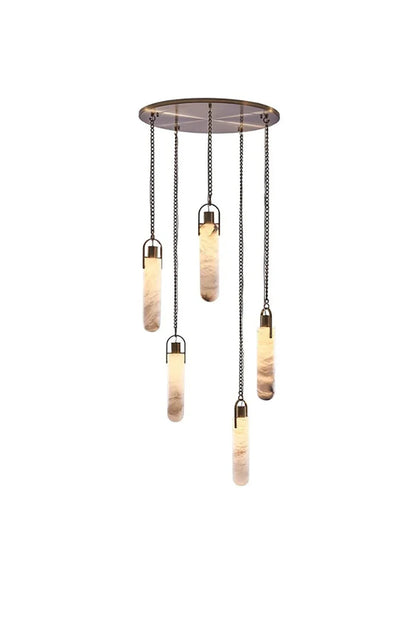 Multi-head Alabaster Cylindrical Chandelier - view 28 | everlamps