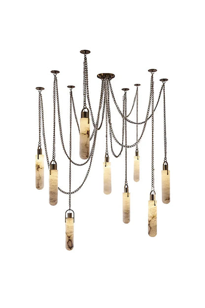 Multi-head Alabaster Cylindrical Chandelier - view 30 | everlamps