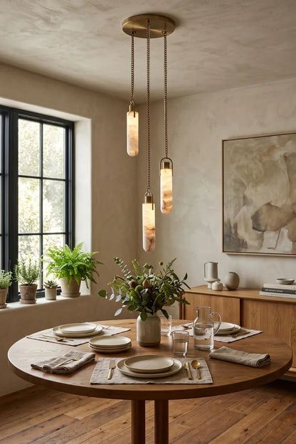 Multi-head Alabaster Cylindrical Chandelier - view 5 | everlamps