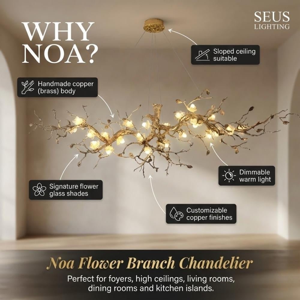 Noa Flower Branch Chandelier - L47.24” (120 cm)Warm White 3000Keverlamps