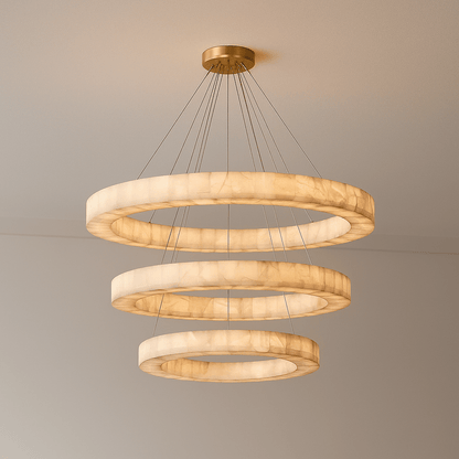 OLYRA 3 - TIER ROUND ALABASTER CHANDELIER 39" 47" 59"D - 100cm / 60cm | 39.4" / 23.6"GoldWarm whiteeverlamps