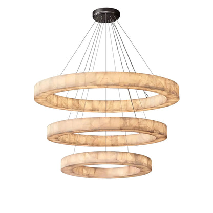 OLYRA 3 - TIER ROUND ALABASTER CHANDELIER 39" 47" 59"D - 100cm / 60cm | 39.4" / 23.6"BlackWarm whiteeverlamps