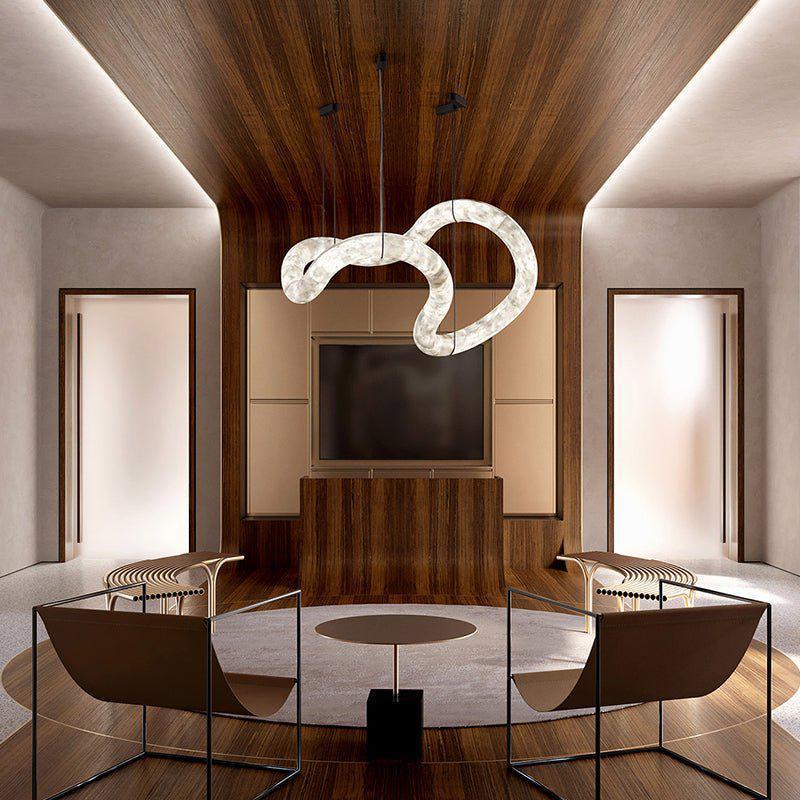Oslo Infinity Symmetrical Entryway Alabaster Pendant Light - Everlamps