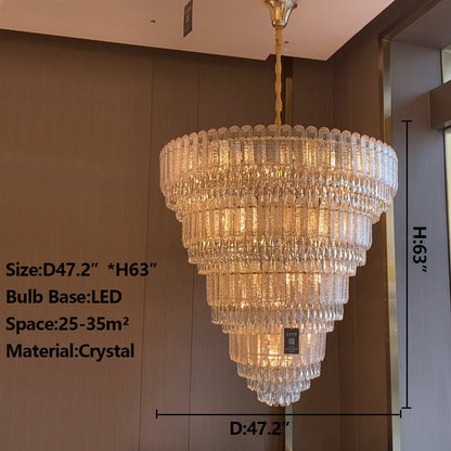Oversized Multi - layers Luxury Gold Crystal Chandelier For Large Foyer/Hallway/Entryway - D39.4"*H59.1"/86kgWarm Lighteverlamps