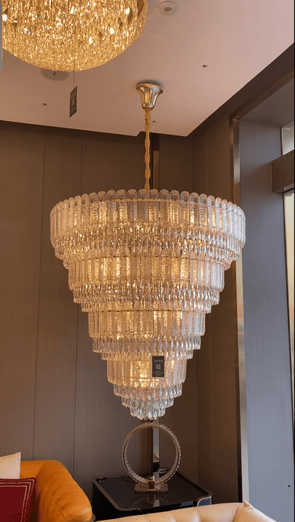 Oversized Multi - layers Luxury Gold Crystal Chandelier For Large Foyer/Hallway/Entryway - D39.4"*H59.1"/86kgWarm Lighteverlamps