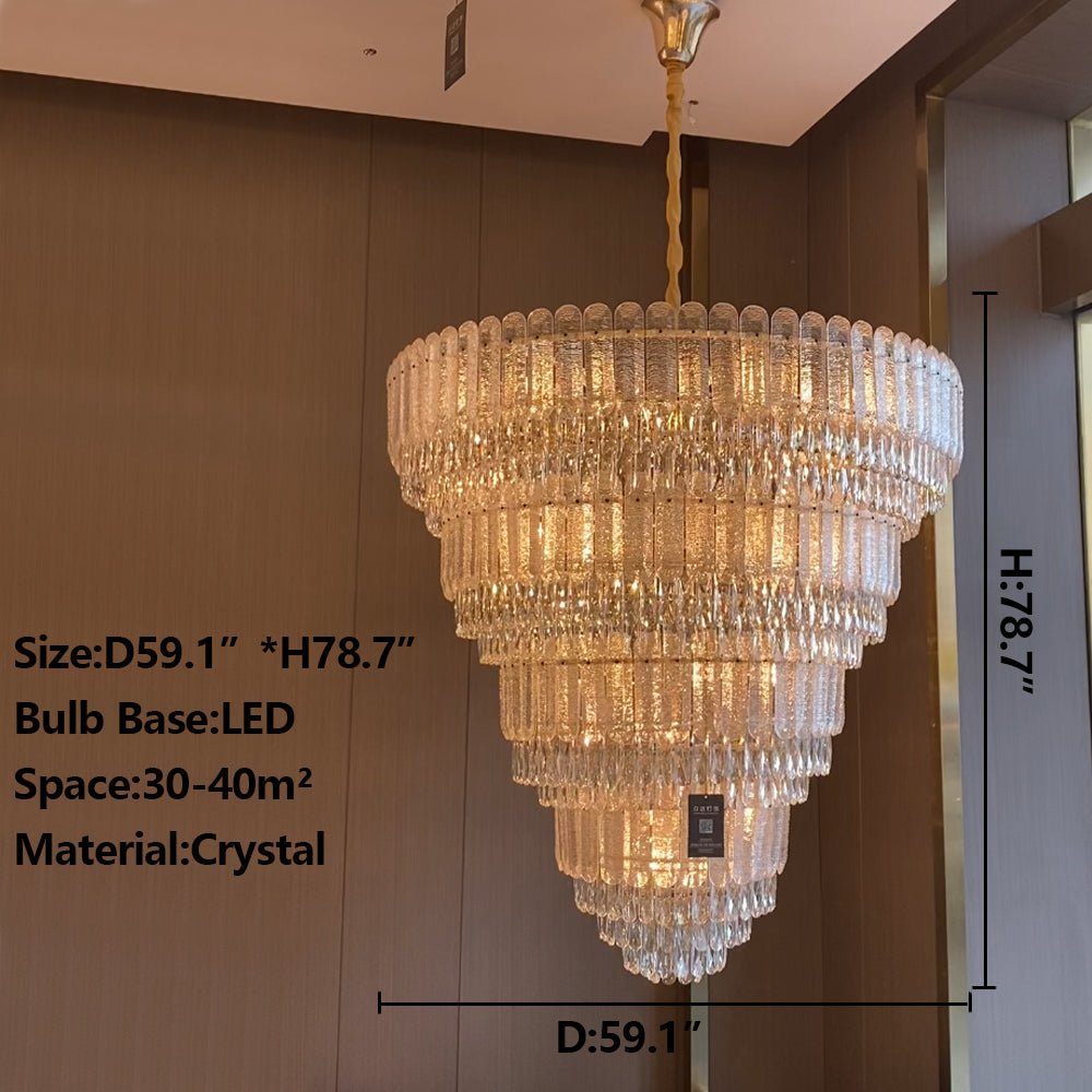 Oversized Multi - layers Luxury Gold Crystal Chandelier For Large Foyer/Hallway/Entryway - D39.4"*H59.1"/86kgWarm Lighteverlamps