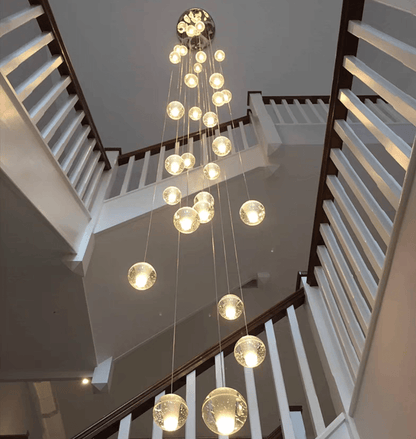 Oversized Nordic Art Round Air Bubbles Pendant Chandelier for Stairs/Spiral Staircase/Hotel Lobby - 7 Lights: D13.8"*H47.2"Warm Lighteverlamps