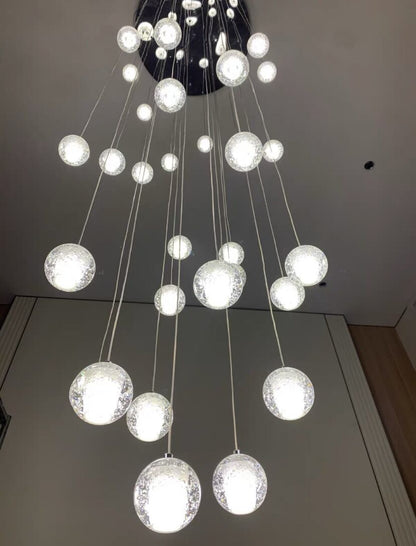 Oversized Nordic Art Round Air Bubbles Pendant Chandelier for Stairs/Spiral Staircase/Hotel Lobby - 7 Lights: D13.8"*H47.2"Warm Lighteverlamps