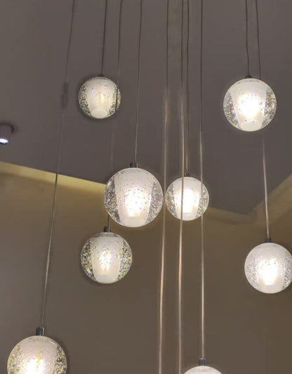 Oversized Nordic Art Round Air Bubbles Pendant Chandelier for Stairs/Spiral Staircase/Hotel Lobby - 7 Lights: D13.8"*H47.2"Warm Lighteverlamps