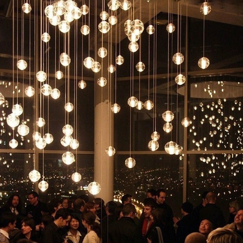 Oversized Nordic Art Round Air Bubbles Pendant Chandelier for Stairs/Spiral Staircase/Hotel Lobby - 7 Lights: D13.8"*H47.2"Warm Lighteverlamps
