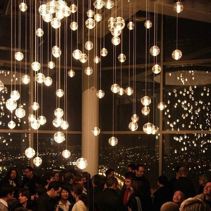 Oversized Nordic Art Round Air Bubbles Pendant Chandelier for Stairs/Spiral Staircase/Hotel Lobby - 7 Lights: D13.8"*H47.2"Warm Lighteverlamps