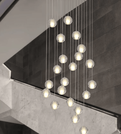 Oversized Nordic Art Round Air Bubbles Pendant Chandelier for Stairs/Spiral Staircase/Hotel Lobby - 7 Lights: D13.8"*H47.2"Warm Lighteverlamps