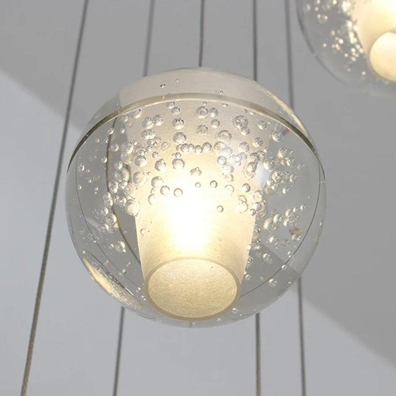 Oversized Nordic Art Round Air Bubbles Pendant Chandelier for Stairs/Spiral Staircase/Hotel Lobby - 7 Lights: D13.8"*H47.2"Warm Lighteverlamps