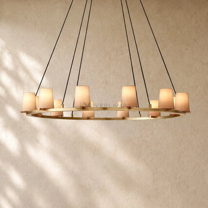 Pauillacia Fabric Shade Round Chandelier