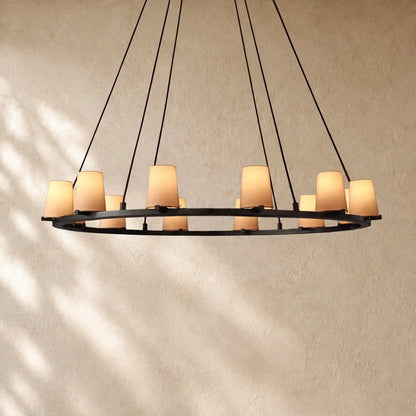 Pauillacia Fabric Shade Round Chandelier