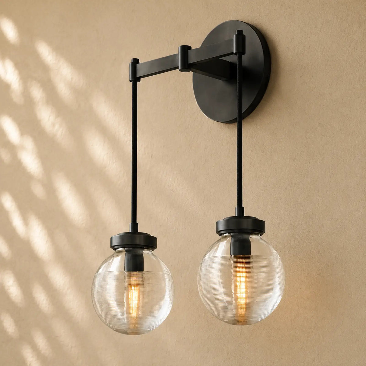 Pearly Double Sconce - Matte Black