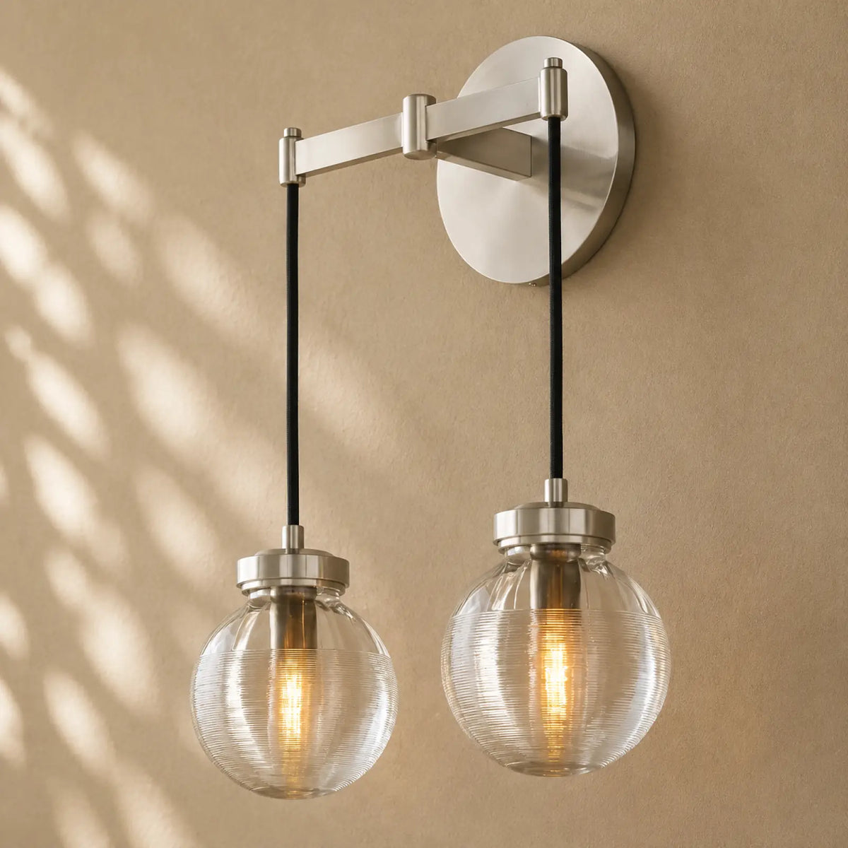 Pearly Double Sconce - Satin Nickel